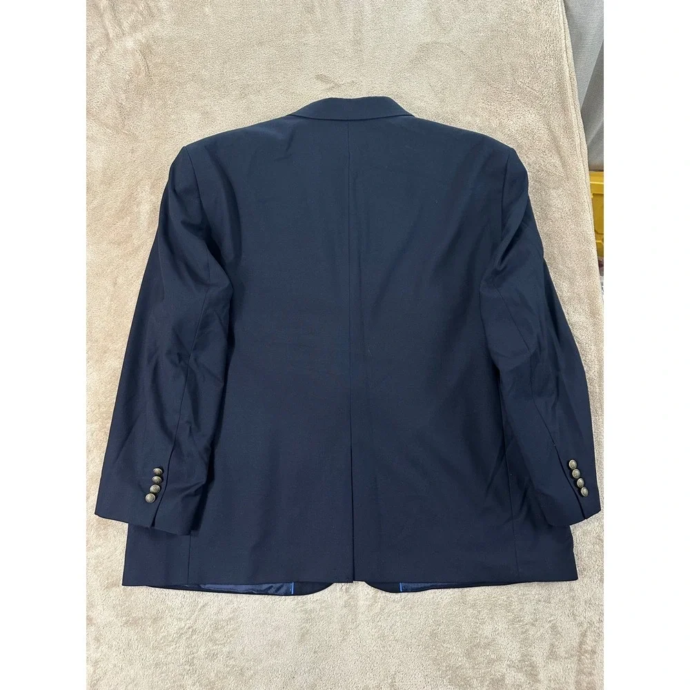 Oak Hill Perfect Fit Blazer Men Size 50R Navy Blue Comfortable Silver Button EUC